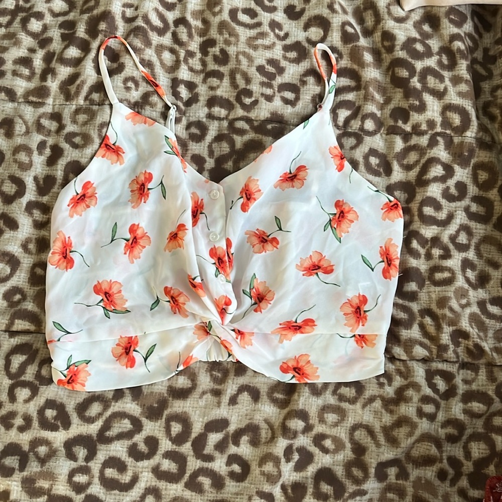 Sheer crop top with adjustable straps
